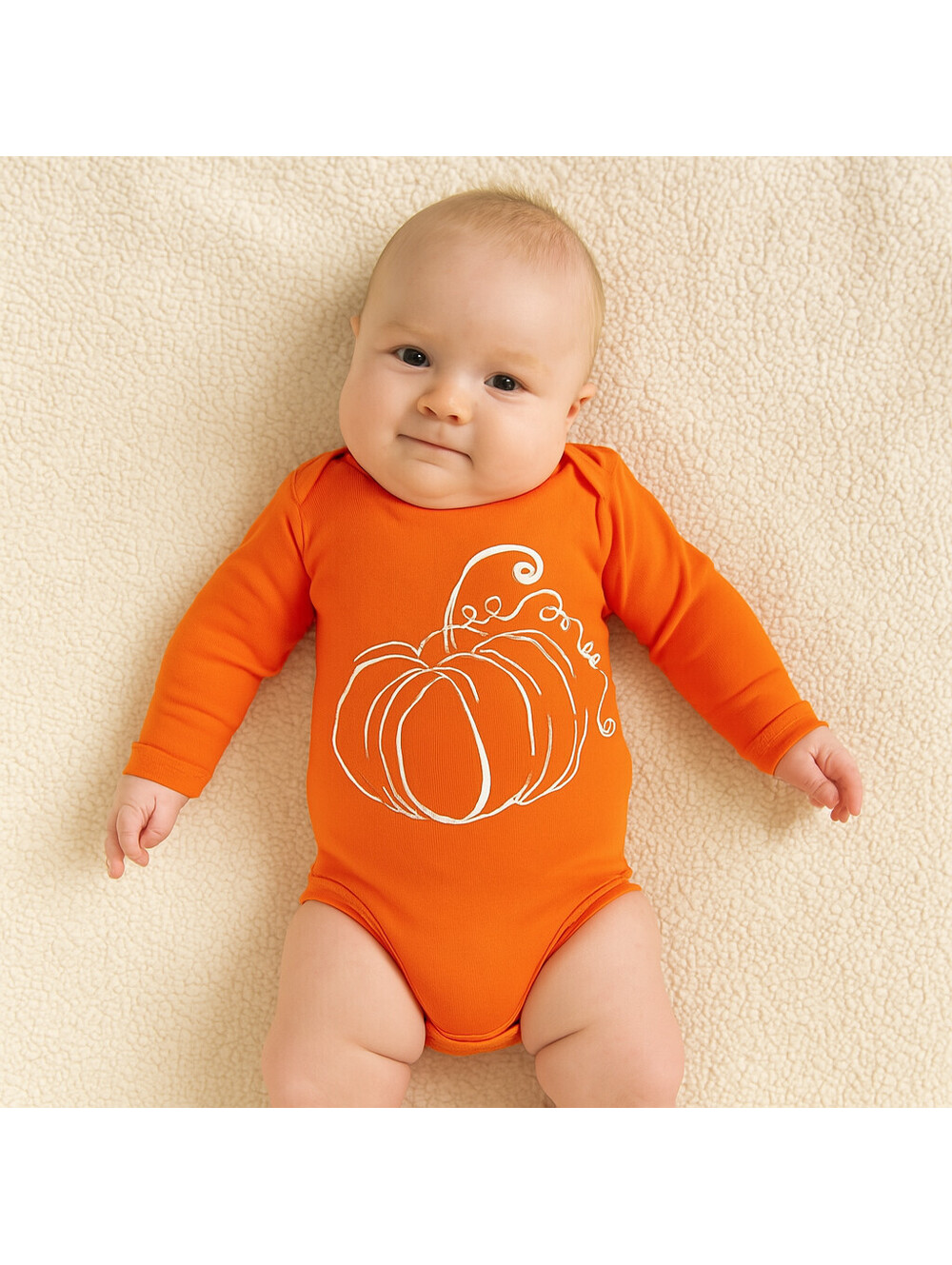 Dot & Zazz Unisex Newborn Orange Sketchy Pumpkin Long  Sleeved 1-Piece 0-3 Mths